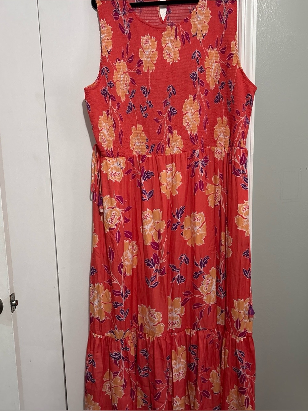 Terra & Sky Maxi Dress Women 4X Floral Smocked Boho Cottagecore